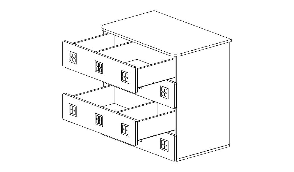 Комод детский с 4 ящиками и декором "Амстердам" МАНДАРИН АМСТЕРДАМ 179544 Бежевый Santreyd  - Вид №4