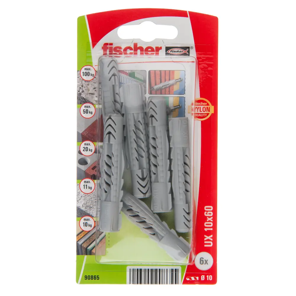Дюбель универсальный Fischer UX без кромки 10x60 мм нейлон 6 шт. 12458908 STLM-2004817  - Вид №1