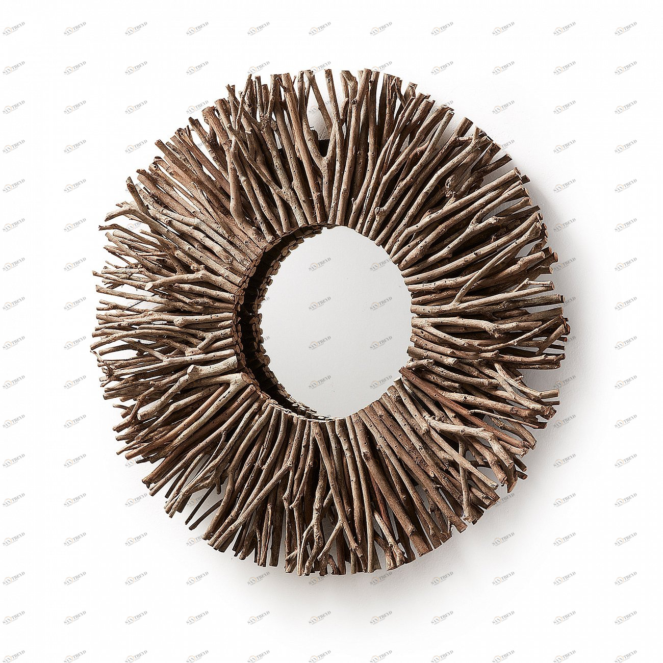 Зеркало-солнце деревянное в раме из натуральных ветвей диаметр 50 см Effect от La Forma LA FORMA EFFECT 342823 Коричневый