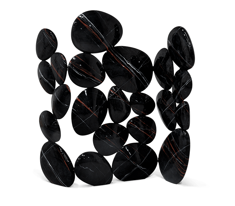 0-090 Золотая складная ширма из искусственного мрамора  Boca Do Lobo 