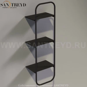 Подвесная прямоугольная колонна WAVE с полками черная