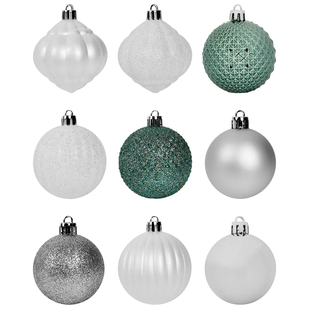 87036328 Набор новогодних шаров Christmas ø5-6 см полистирол цвет белый, зеленый, серебристый 25 шт. STLM-1365365 Santreyd 