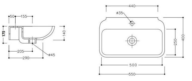 Cle4355101 Подвесная раковина настенная овальная Olympia Ceramica CLEAR белая - Вид №4