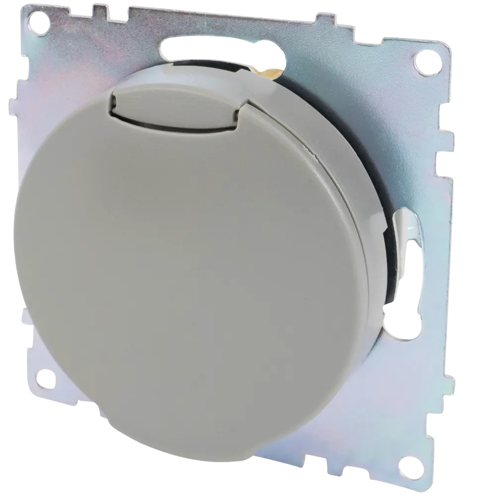 Розетка встраиваемая Onekey Florence с заземлением с крышкой цвет серый ONEKEYELECTRO STLM-2194063 - Вид №3