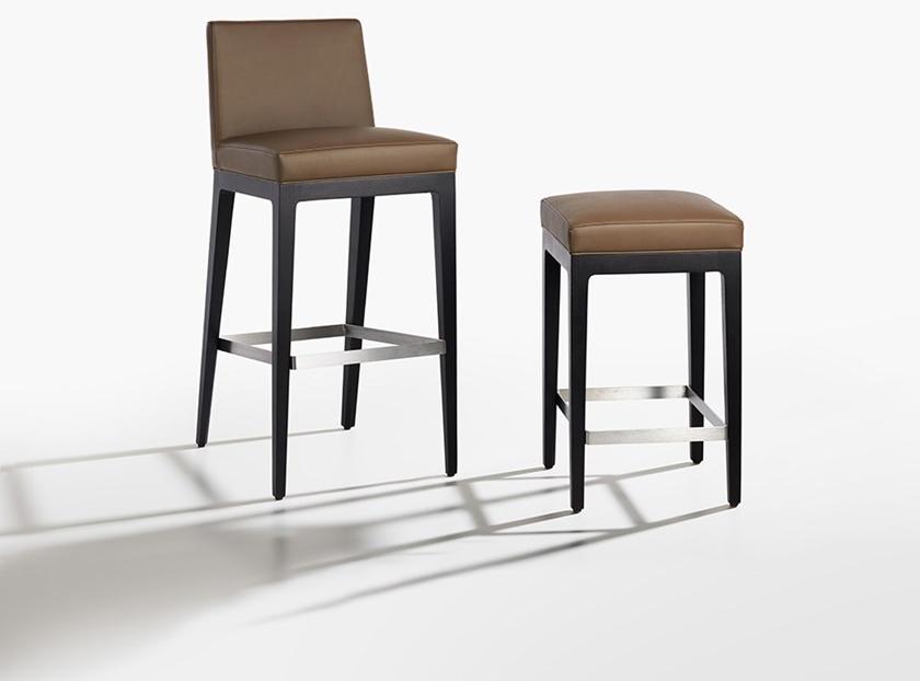 Potocco Высокий кожаный табурет с подставкой для ног Greta 695/a - Вид №1