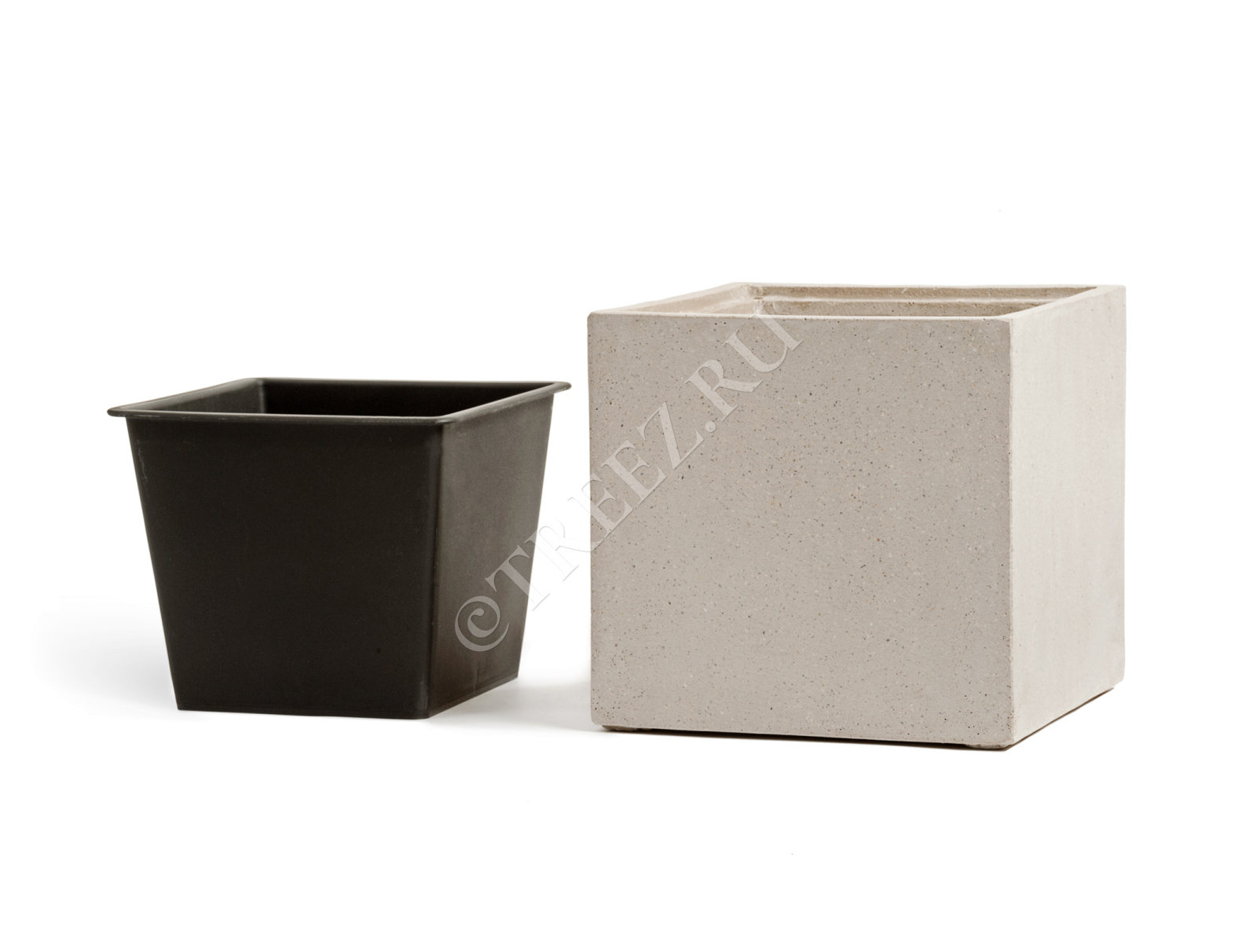 41.3317-02-005-BE-40 Кашпо  Effectory - серия Beton - Куб - Белый песок Цветочная коллекция  - Вид №4