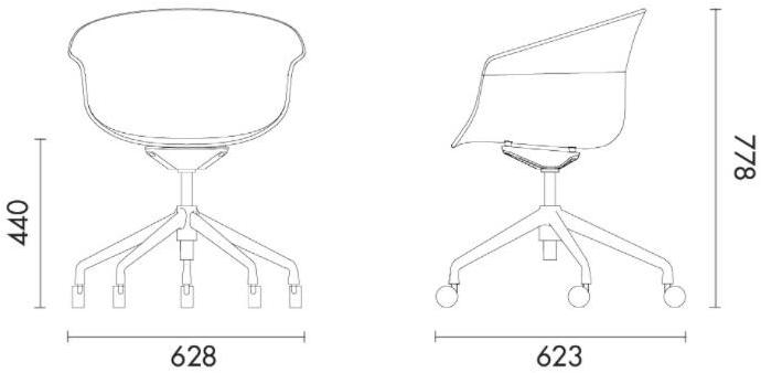 Grado Design Поворотное офисное кресло из полипропилена с 5 спицами и колесами Queen Que-ch-02 - Вид №7