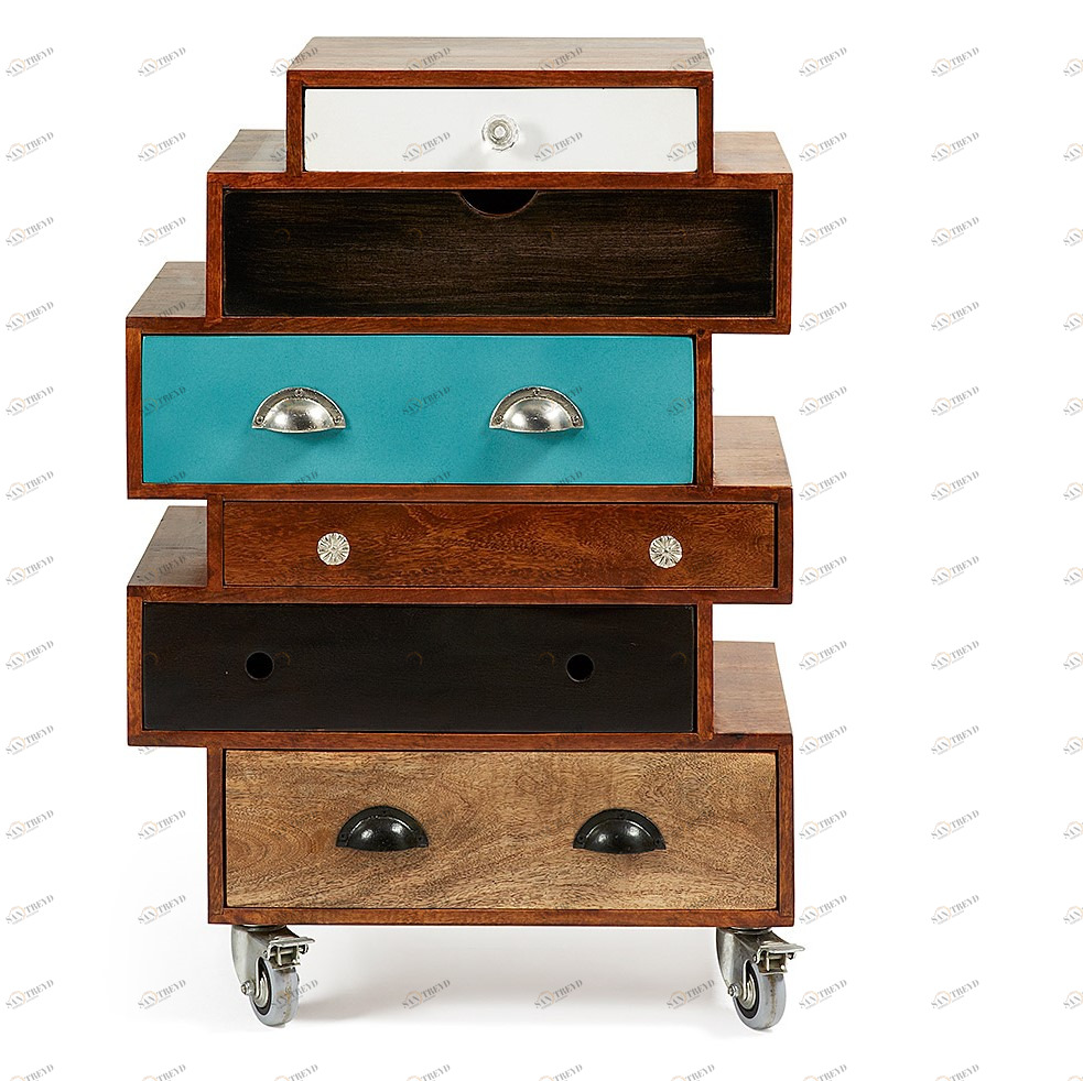 Комод в прихожую с 6 ящиками разноцветный Collin BARCELONA DESIGN ДИЗАЙНЕРСКИЕ, КОМОДЫ COLLIN 148701 Коричневый;разноцветный 