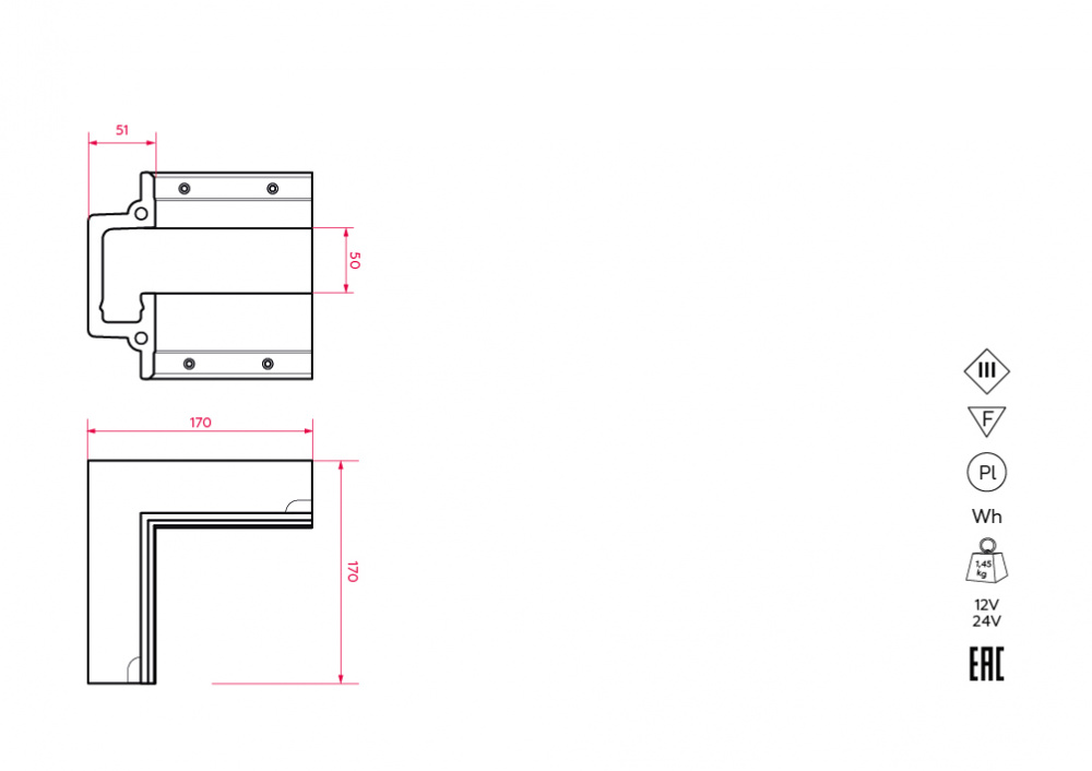 SN 315 Соединительный элемент (угол 90 стена/стена, стена/потолок) для Stellanova SABER 50  - Вид №3