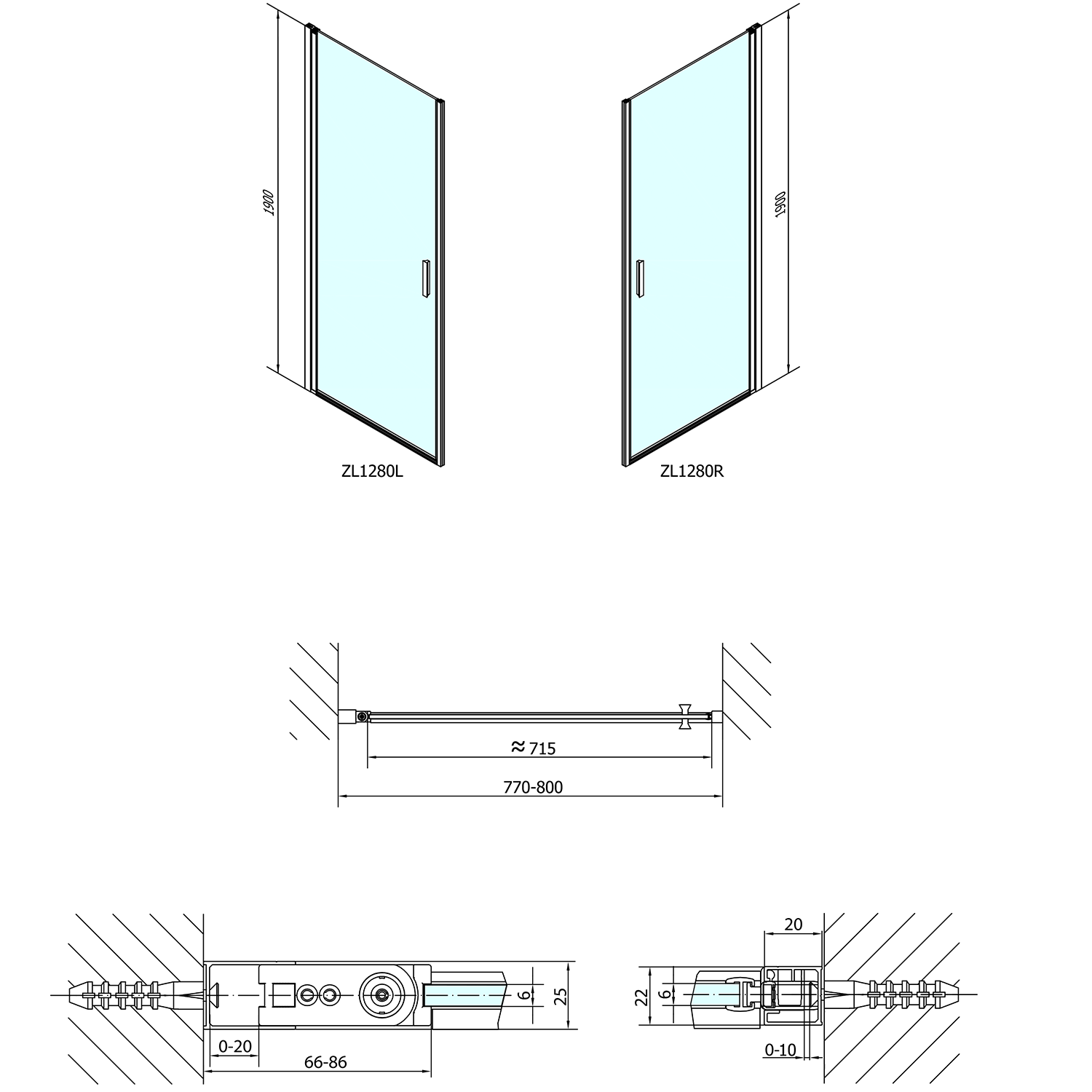 ZL1280 Polysan Ширмы для душа ZOOM LINE  - Вид №2