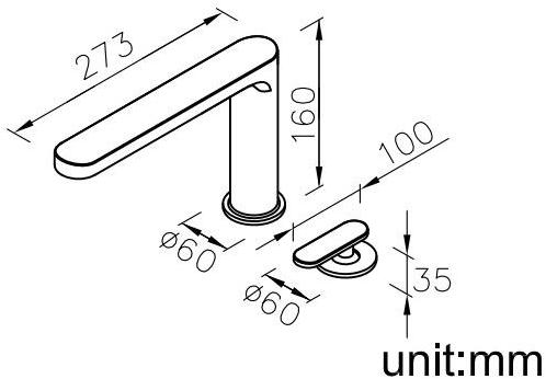 JUSTIME Смеситель для ванны, однорычажный, на 2 отверстия, из хромированной латуни Charming plus 6923-m5-80cp - Вид №1