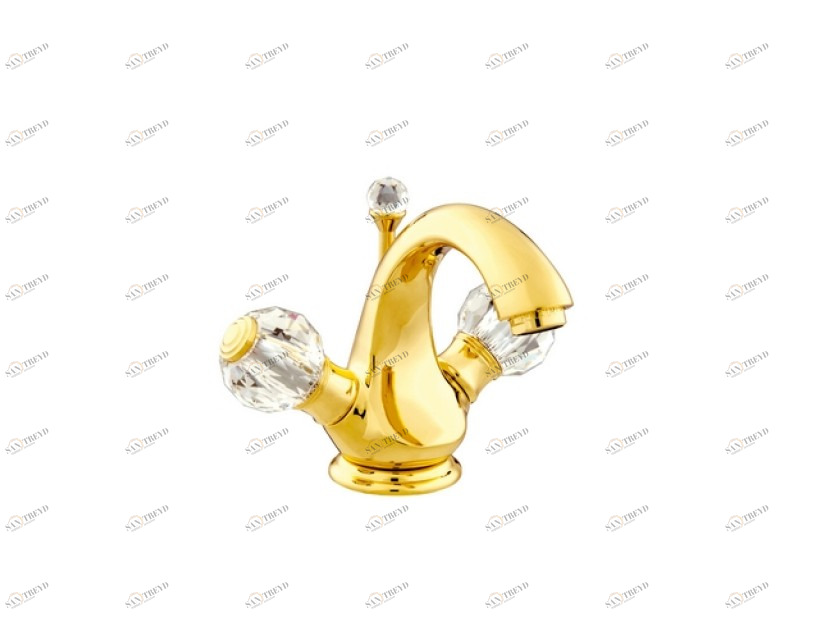 036105.000.30 Смеситель для раковины на одно отверстие с кристаллами сваровски Античная латунь Mestre Atlantica