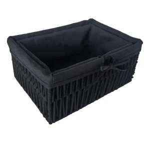 SPACEO Корзина для хранения из натуральных материалов, черная 89344365