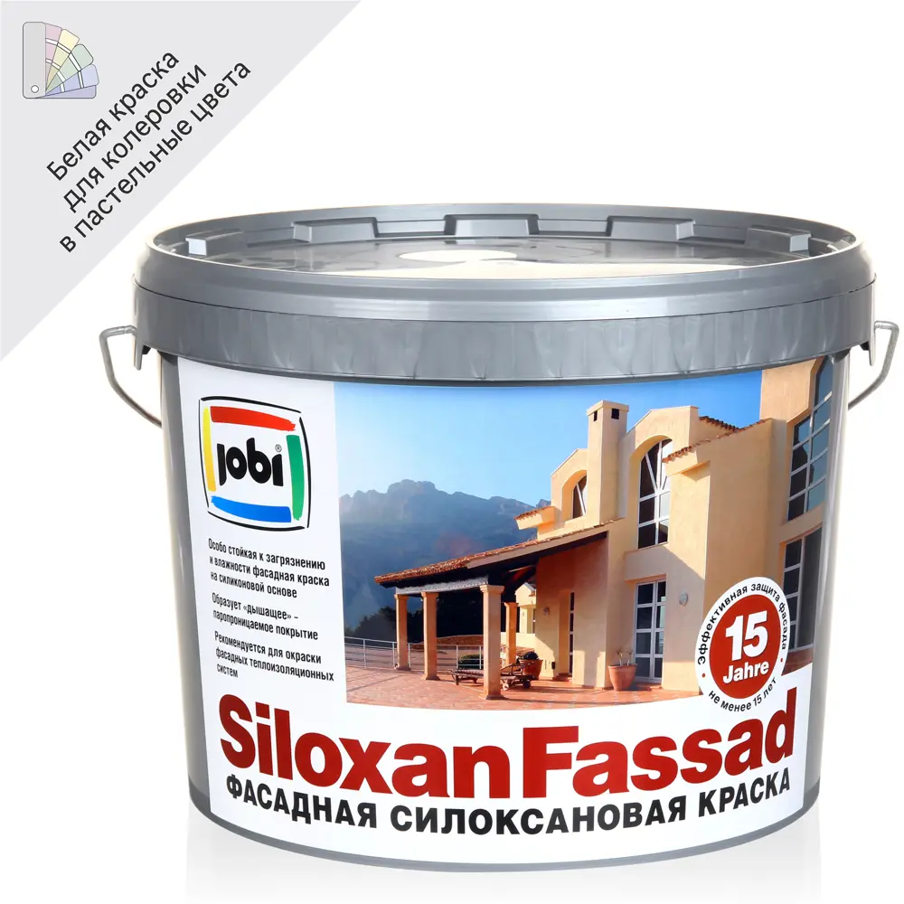 Фасадная краска Jobi Siloxanfassad для теплоизоляционных систем, 10 л 85578758
