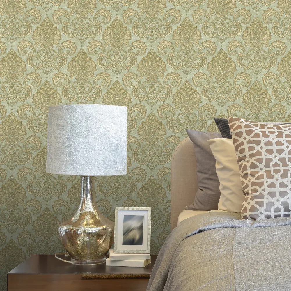Обои флизелиновые Euro Decor Barocco зелёные 1.06 м 3700-6 81961370 STLM-2109155 - Вид №3