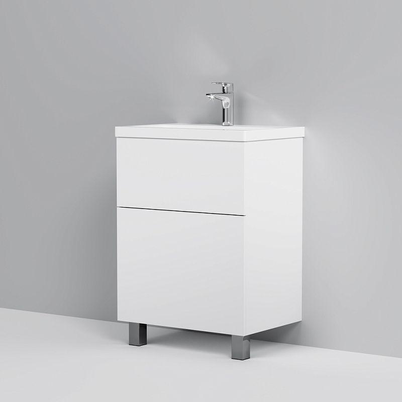 M90FSX06022WG32 База под раковину напольная 60 см 2 ящика push-to-open цвет: белый глянец AM.PM Gem - Вид №5