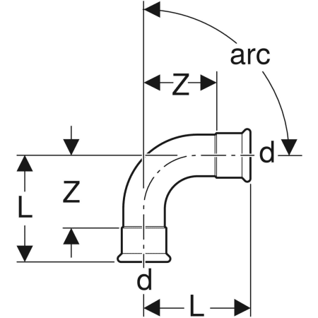 GEBERIT 60102 Отвод Geberit Mapress из меди  - Вид №2