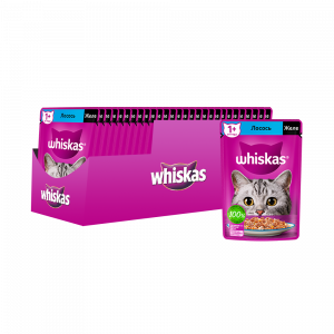 ПР0059368*28 Корм для кошек лосось в желе пауч 75г (упаковка - 28 шт) WHISKAS