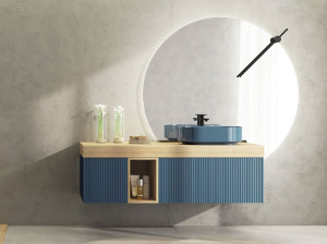 Деревянный подвесной шкаф для умывальника с выдвижными ящиками