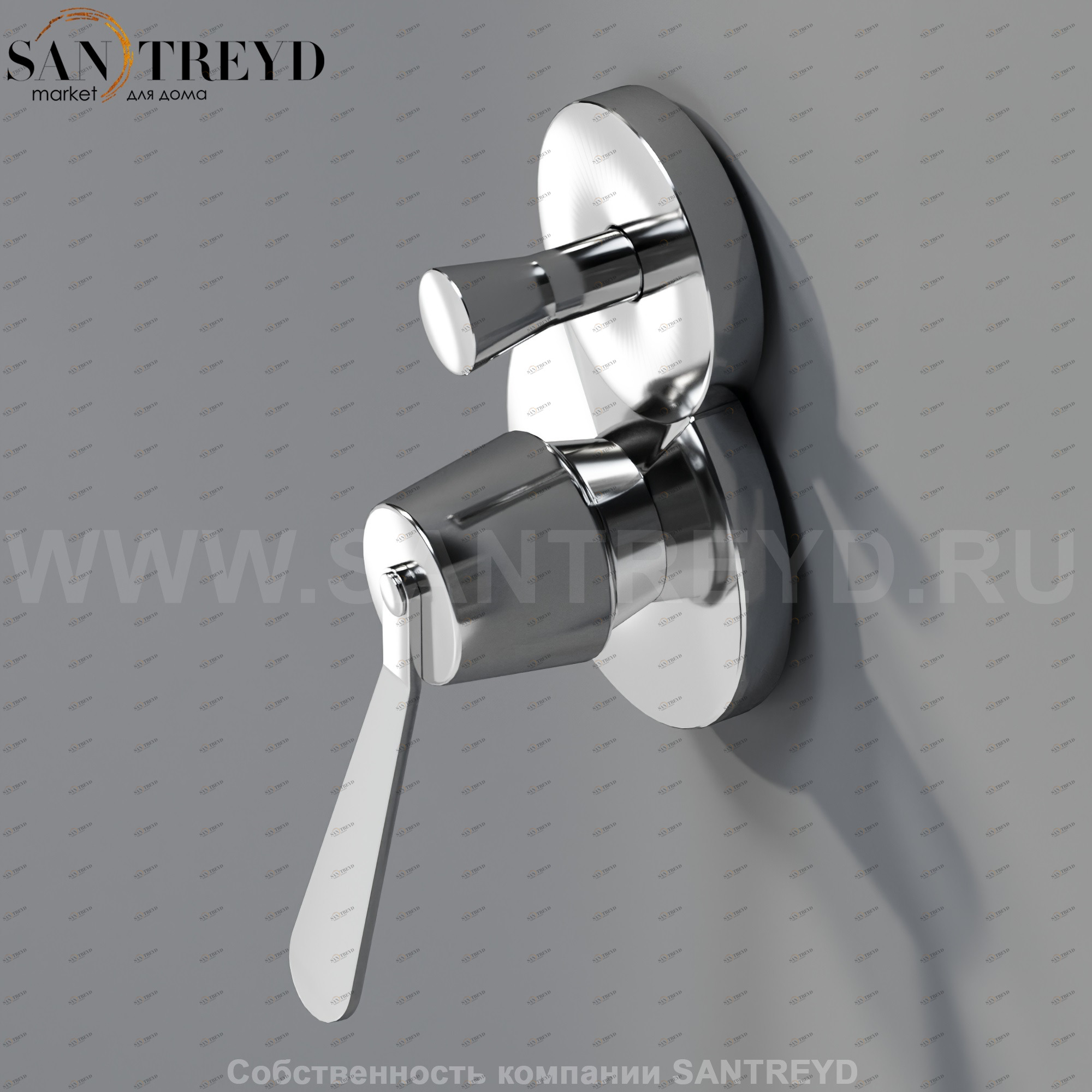 Встроенный однорычажный смеситель с ручкой и девиатором CRUB0911LES FEZ хромированный Agape CRUB0911LS