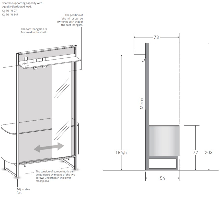 Caccaro Лаковая вешалка / шкаф для прихожей с распашными дверями Sideview sun-id-1384274 - Вид №5