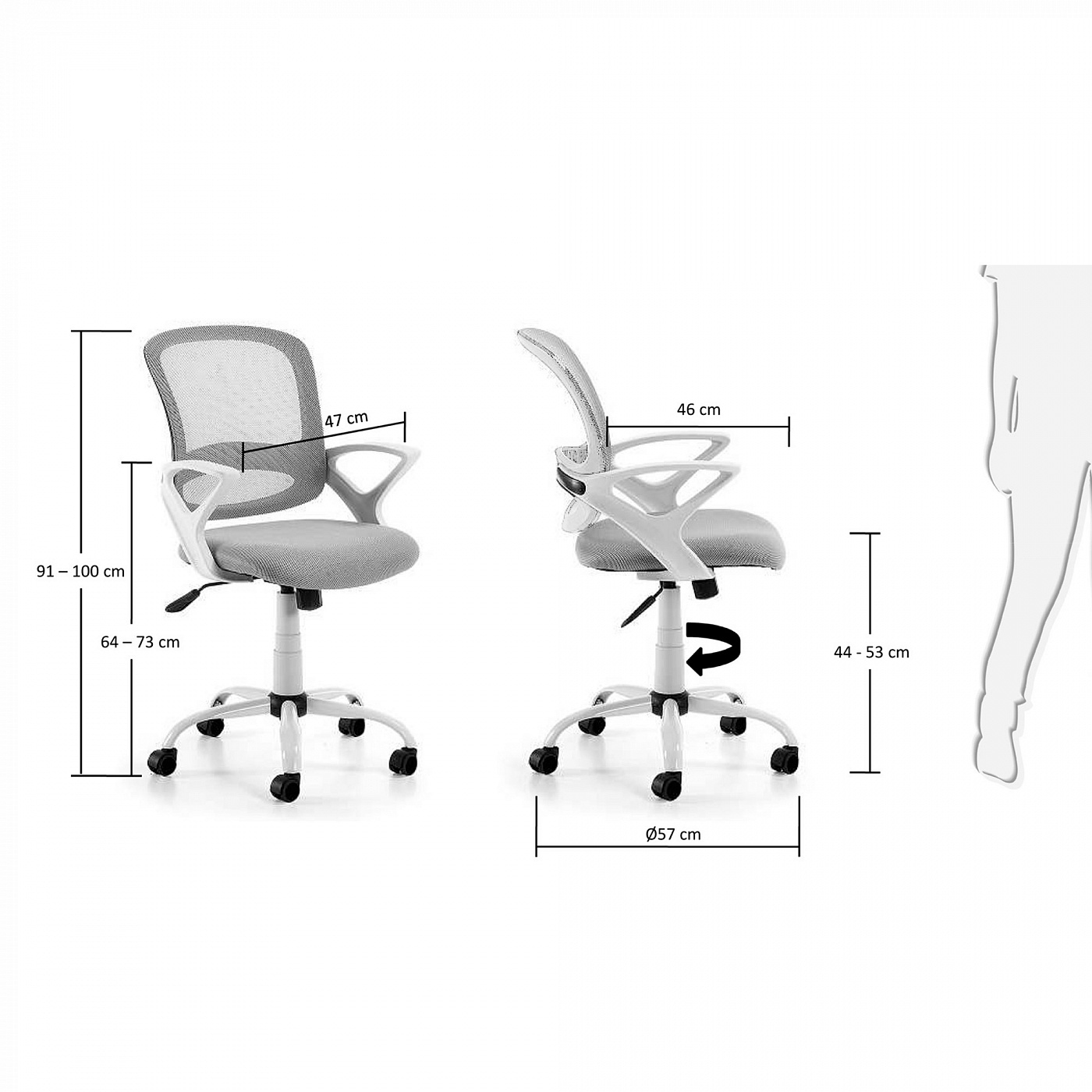 045304 Поворотное кресло Lambert серое La Forma Tangier 