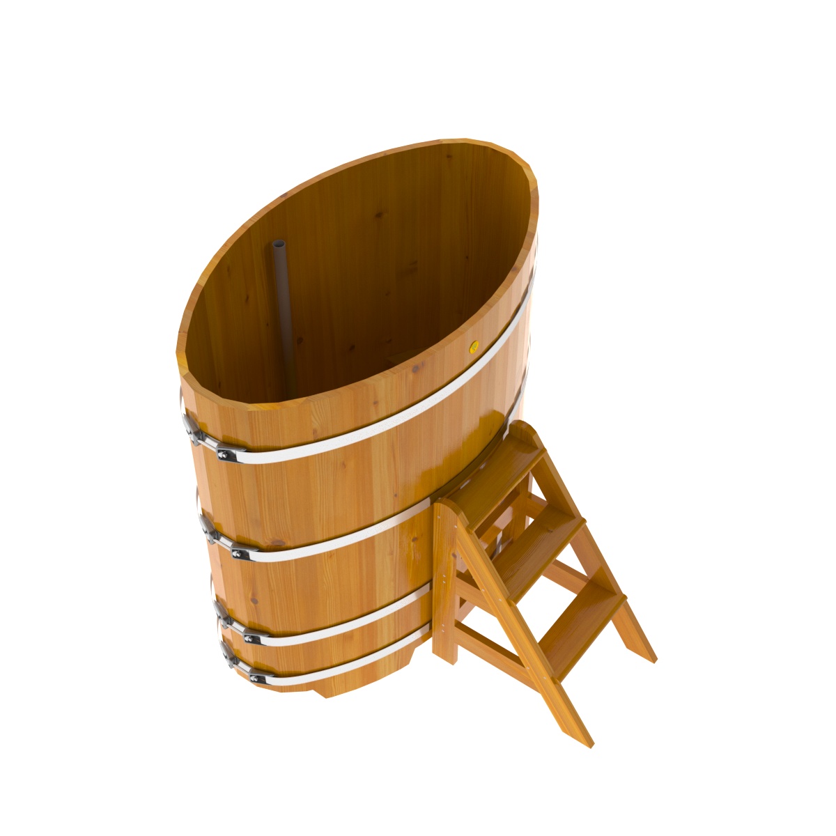 2268 Купель овальная из лиственницы Рустик 0,80х1,42х1,4 натуральная Alyarus  - Вид №2