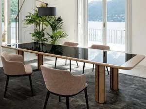 Porada Стол из ясеня прямоугольный со стеклянной вставкой Eighteen