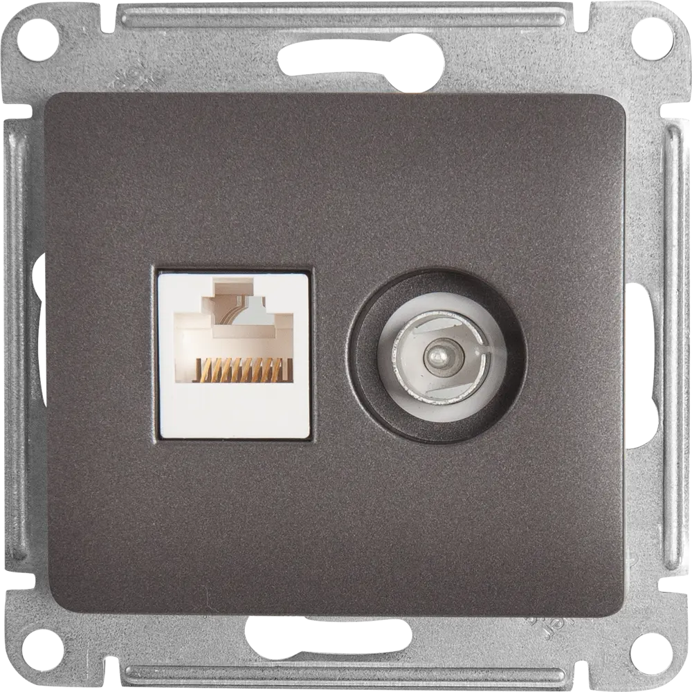 Schneider Electric Glossa — двойная розетка RJ45+TV для скрытого монтажа 84693605