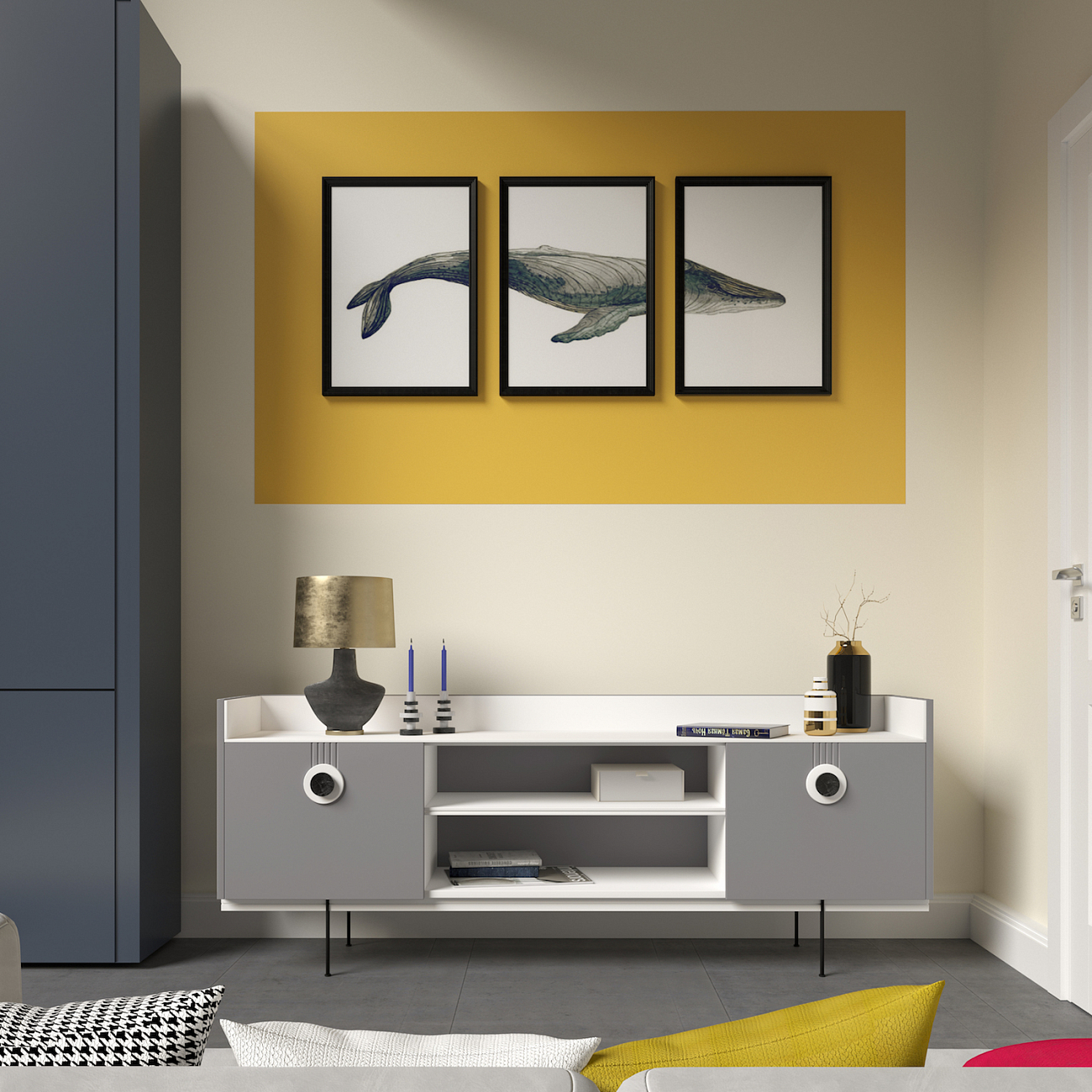 Тумба под телевизор серая Lago BRAGIN DESIGN LIVING 00-3974641 Серый - Вид №1