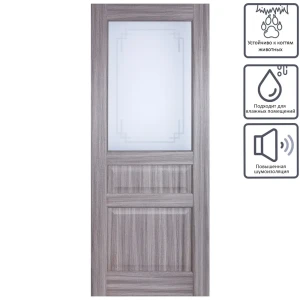 Дверь межкомнатная остеклённая Artens Мария 90x200 см цвет серый дуб 81933696 STLM-2074618