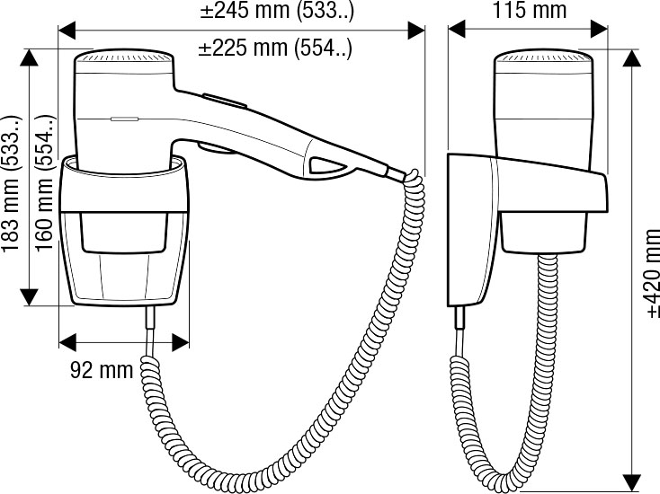Valera Executive 1200 Super Мод.554.02 / 038A - 1200 Вт - фен с настенным держателем 55540003 