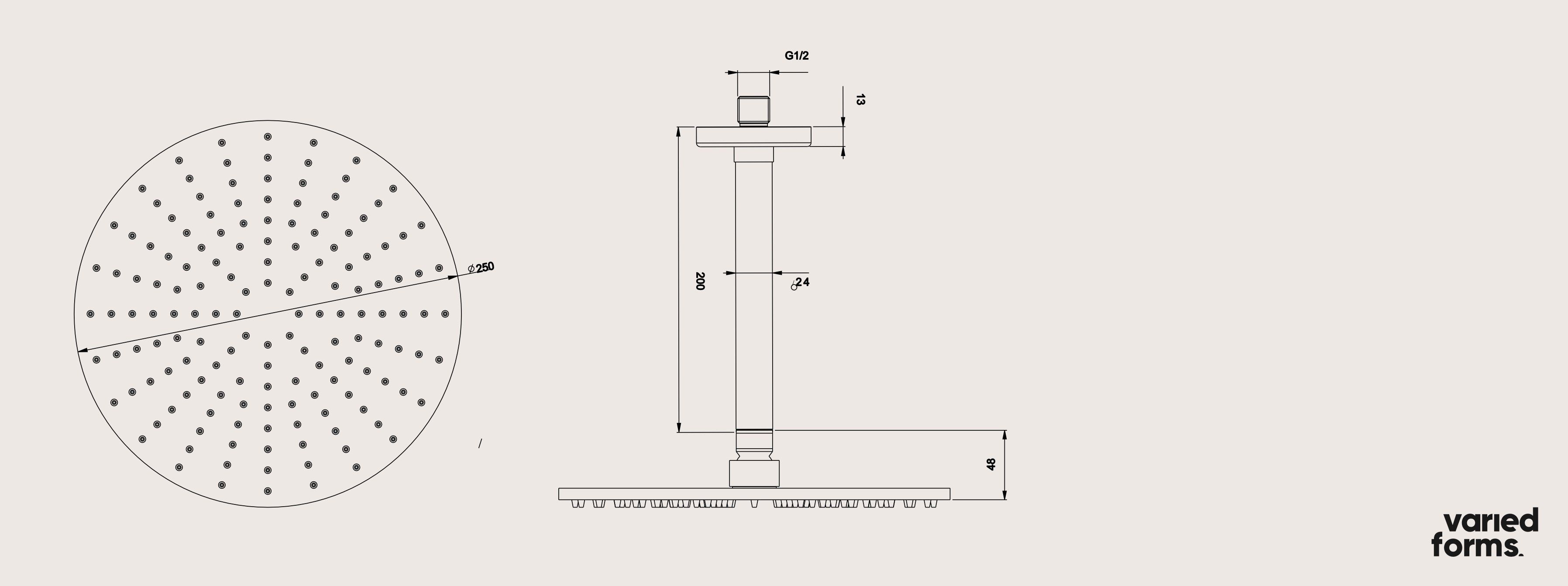 Круглая потолочная душевая головка с кронштейном Varied Forms M504 ARCH-00057689 - Вид №2
