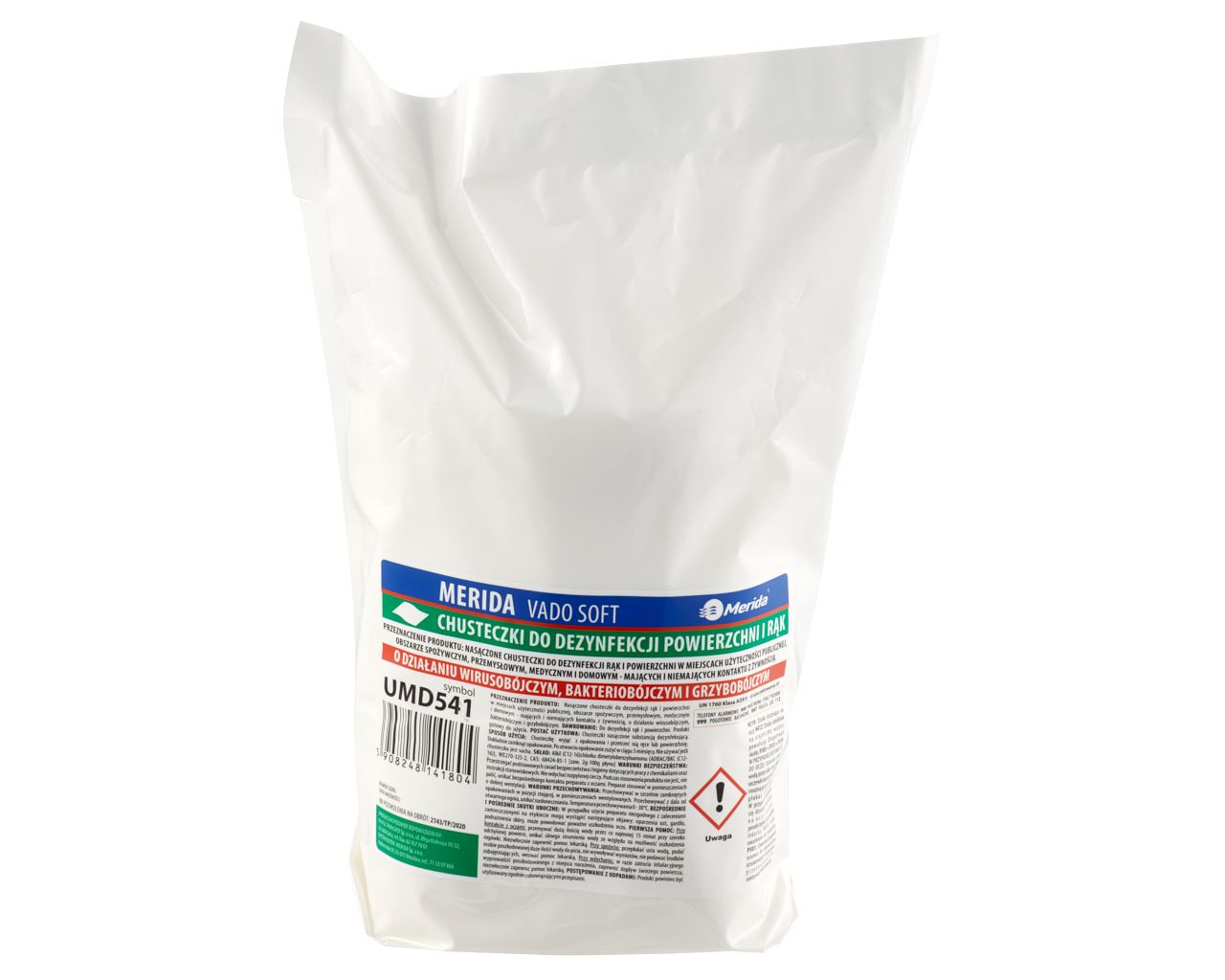 UMD541 Салфетки для дезинфекции рук и поверхностей VADO SOFT, без спирта, сменный тубус, 15 м, 100 листов Merida 