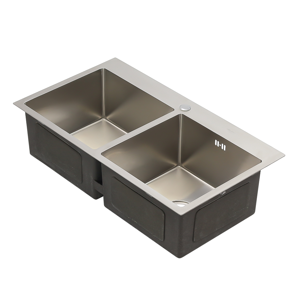 Мойка DS8045H MELANA ProfLine 3,0/220 САТИН 2-я чаша, врезная прямоугольная DS8045H  - Вид №2