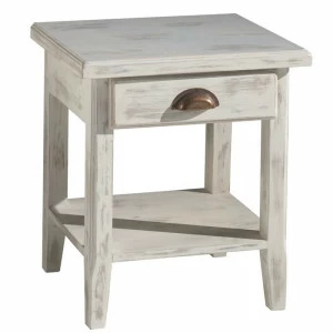 Тумбочка прикроватная белая состаренная с ящиком Solea VAVI SOLEA 132584 Белый