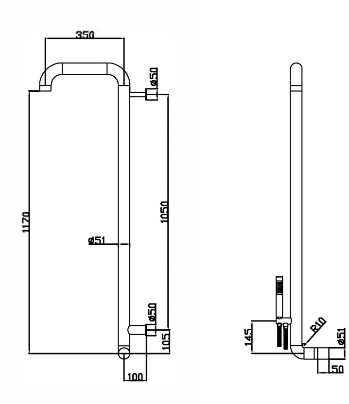 JEE-O Настенная душевая стойка из нержавеющей стали с ручным душем Flow 500-6910 - Вид №1