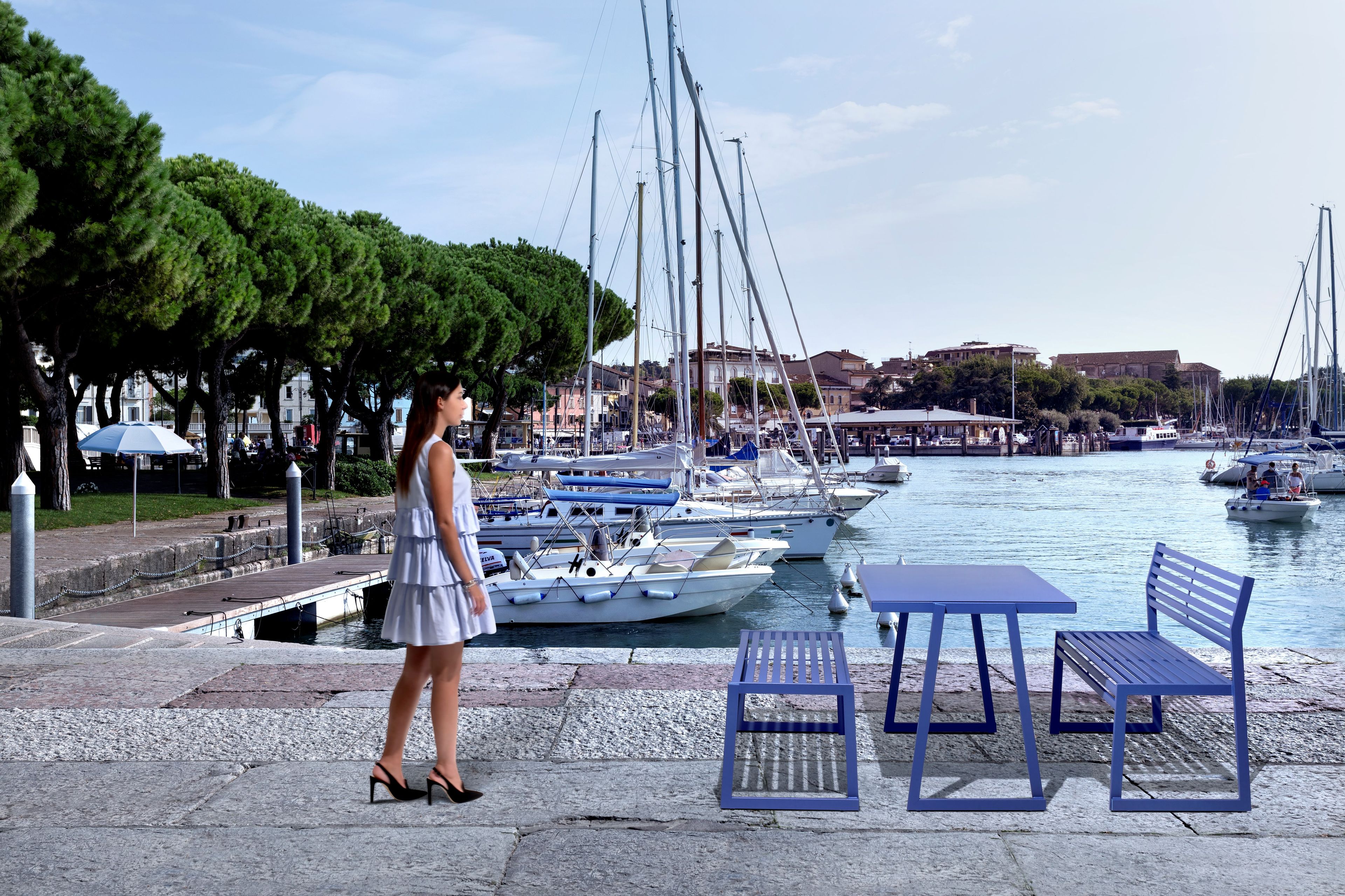 Штабелируемая металлическая скамья со спинкой Urbantime Cortina.026 ARCH-00056284 - Вид №2