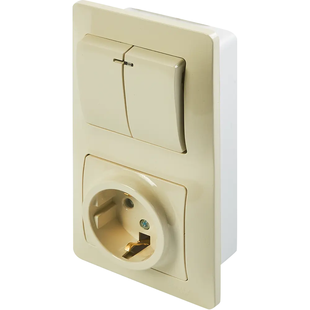 Schneider Electric Glossa — выключатель с розеткой в бежевом исполнении 86710130 STLM-0070766 - Вид №1