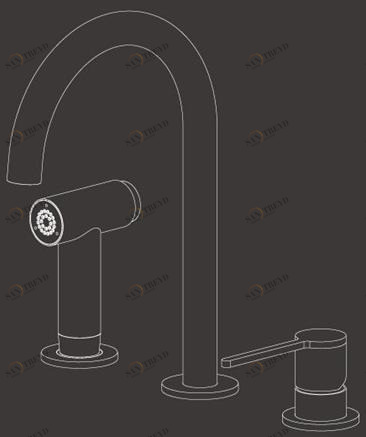 Ceadesign Смеситель для кухни на 3 отверстия из нержавеющей стали с вытяжным душем Innovo Inv 81