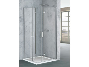 Угловая душевая кабина из хрусталя с раздвижной дверью