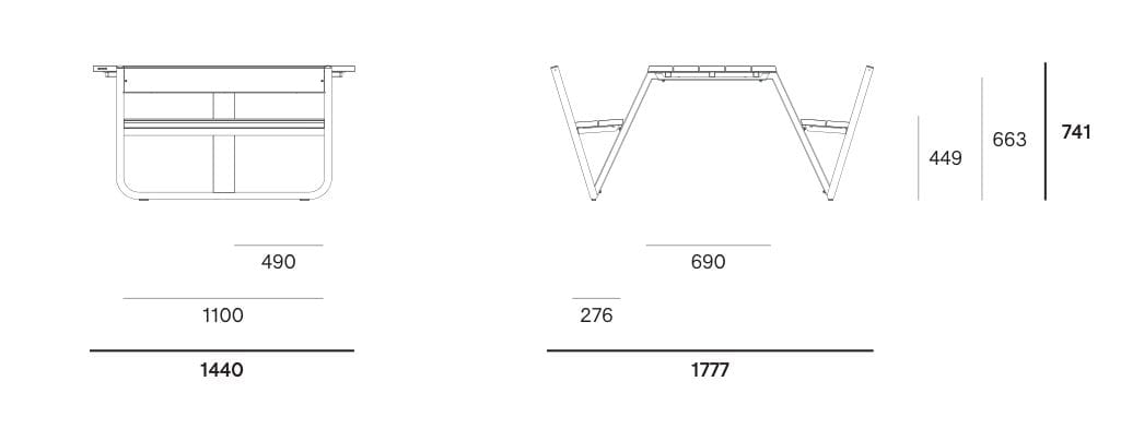 Прямоугольный стол для пикника из стали и дерева со встроенными скамейками Extremis MANILLE ARCH-00005114 - Вид №9