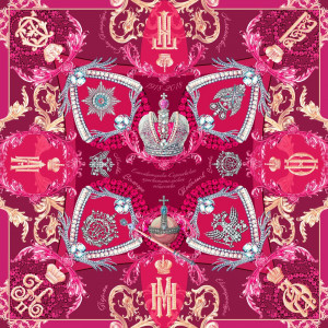 10633886 МД Нины Ручкиной Платок сувенирный "Императорский маршрут пурпурный" 120х120см Ткань