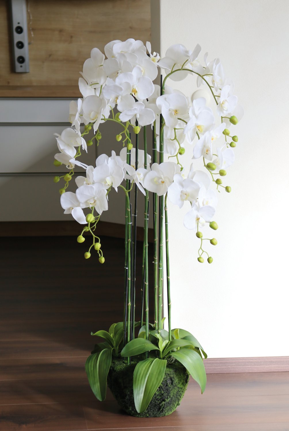 2860 777 a3 Пластиковая орхидея Phalaenopsis с 'почвой', 9-кратная, 120 см, real touch, белая H-andreas  - Вид №6