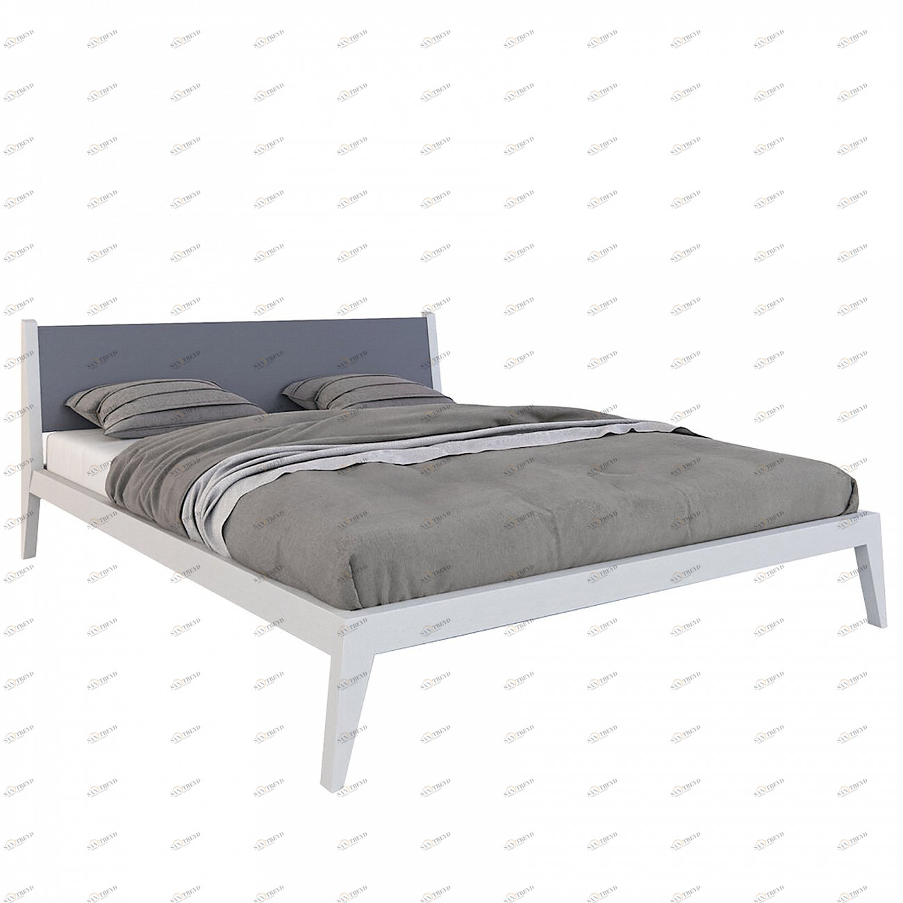 Кровать двуспальная деревянная 180x200 серая Fly BRAGIN DESIGN ДИЗАЙНЕРСКИЕ 256402 Молочный;серый 