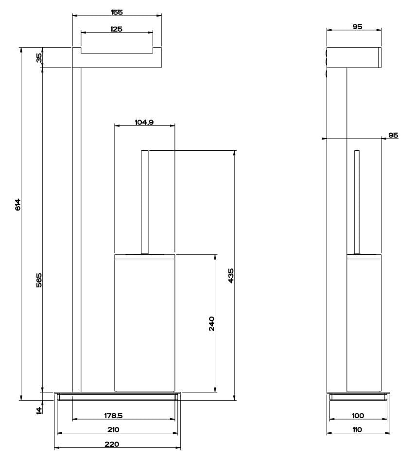 Латунный держатель для туалетной щетки / туалетной щетки Gessi прямоугольник ARCH-00017315 - Вид №3