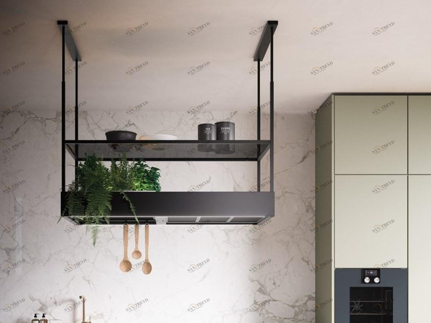 Falmec Островная вытяжка из стали и стекла со встроенным освещением sun-id-1416975