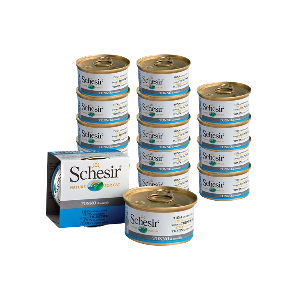 Т0040979*14 Корм для кошек тунец в собственном соку конс. 85г (упаковка - 14 шт) SCHESIR 