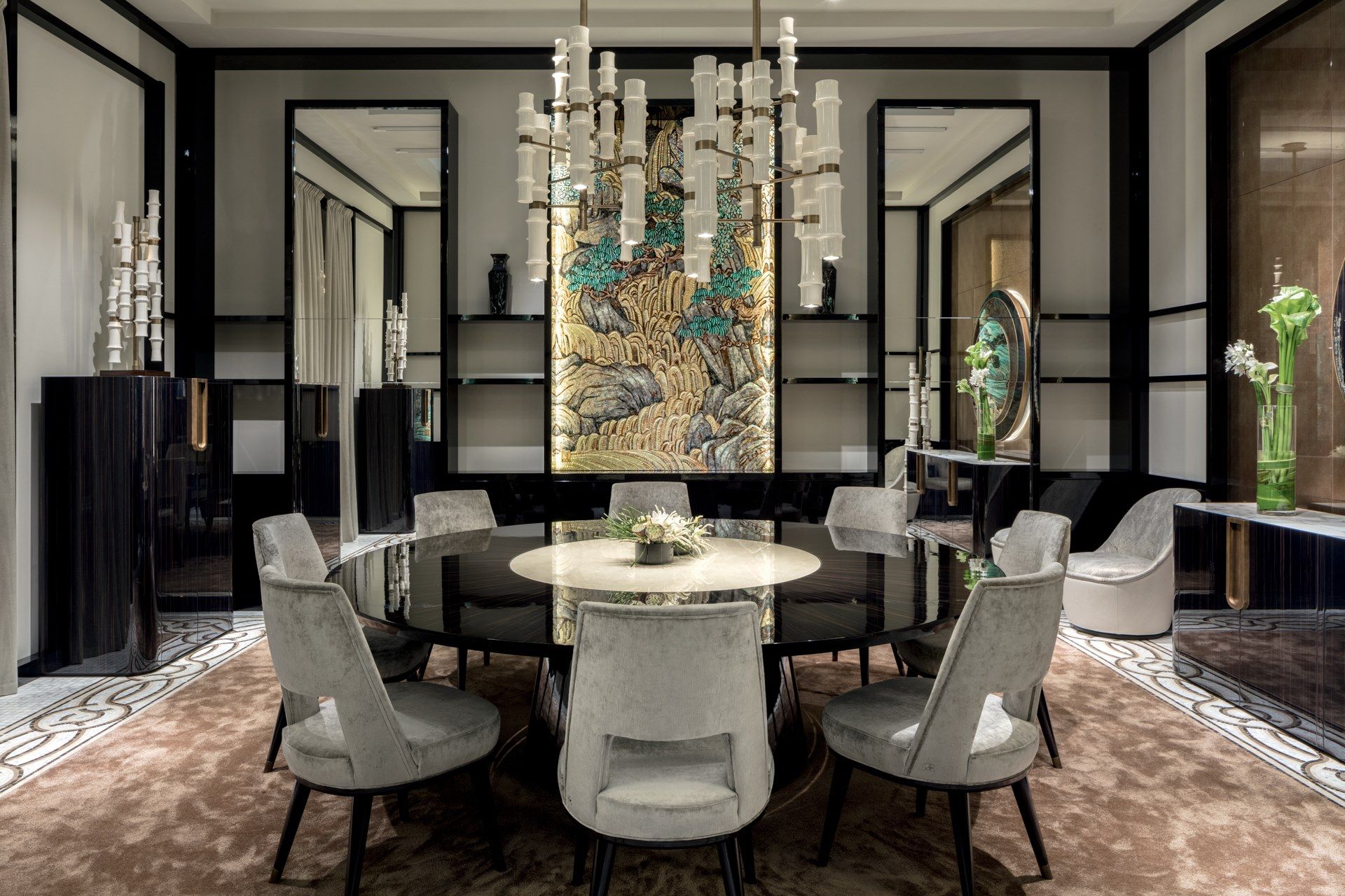 Круглый стол из дерева и стекла с Lazy Susan Sicis Коро ARCH-00133556 - Вид №2