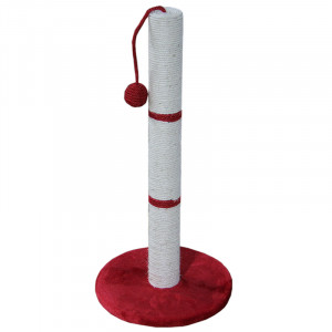 ПР0033778 Когтеточка для кошек Столбик с игрушкой 30x30x65см красный Foxie